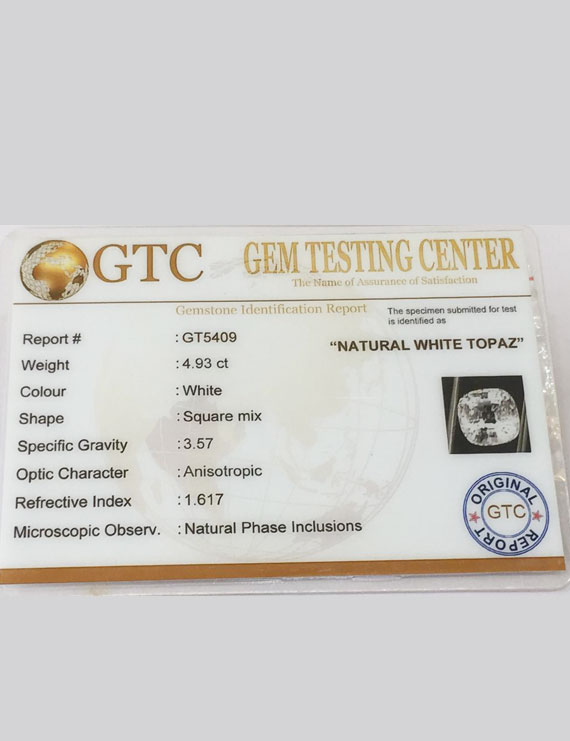 5.50 Ratti (4.93 ct) Natural Certified White Topaz